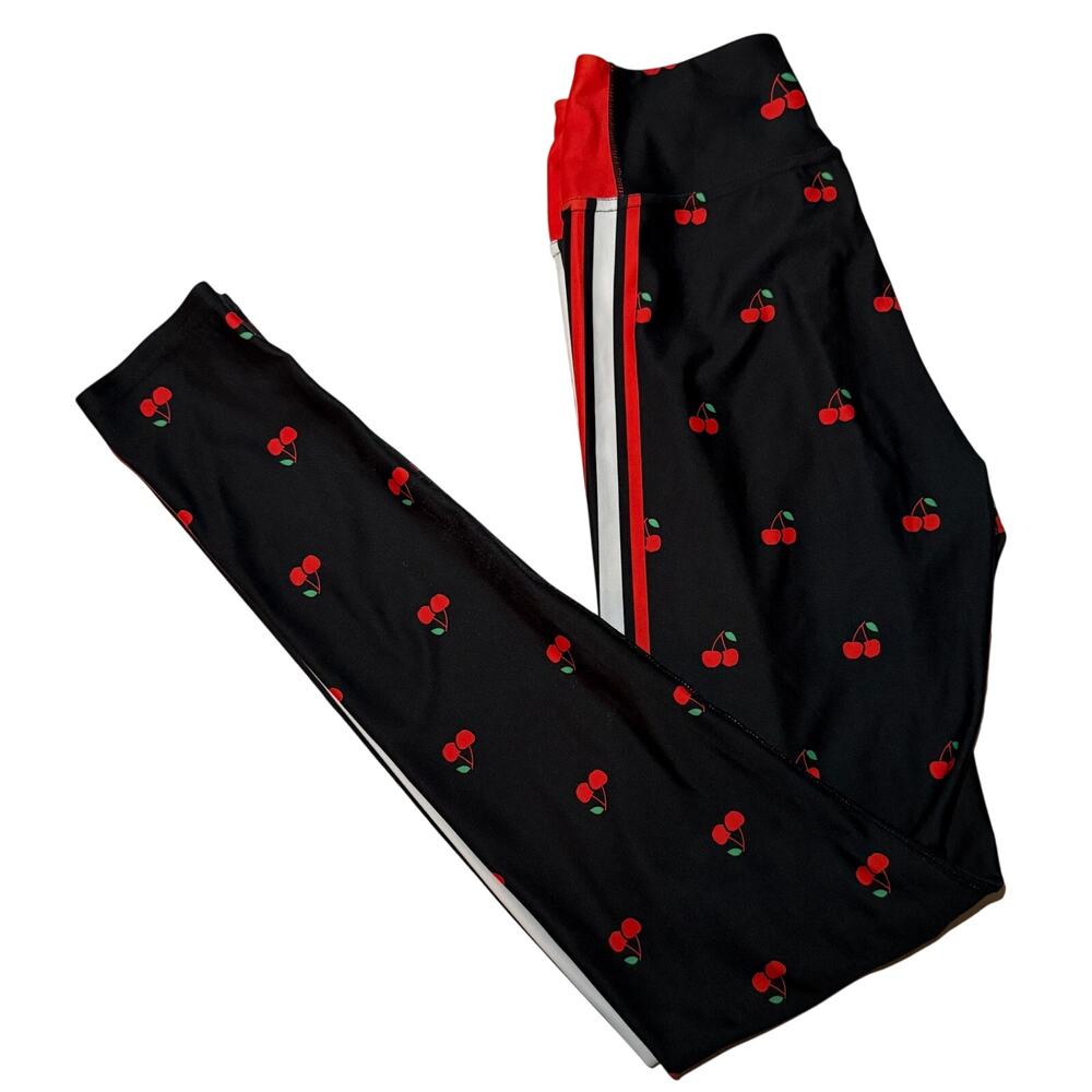 FOR THE LOVE OF ROCKSTARS Black Retro Cherry Bomb - High-Rise Leggings  - Size S